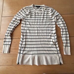 Banana Republic Striped Merino Wool Sweater Women XS Side Zip Tunic Minimalist